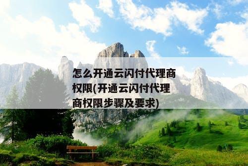 怎么开通云闪付代理商权限(开通云闪付代理商权限步骤及要求)