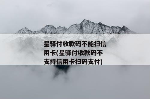 星驿付收款码不能扫信用卡(星驿付收款码不支持信用卡扫码支付)