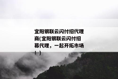 宜阳银联云闪付招代理商(宜阳银联云闪付招募代理，一起开拓市场！)