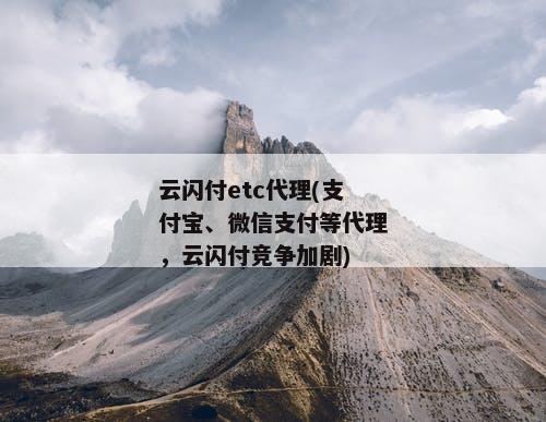 云闪付etc代理(支付宝、微信支付等代理，云闪付竞争加剧)