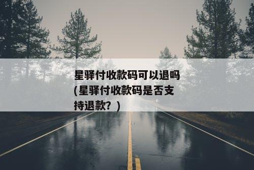 星驿付收款码可以退吗(星驿付收款码是否支持退款？)