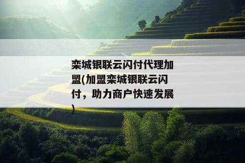 栾城银联云闪付代理加盟(加盟栾城银联云闪付，助力商户快速发展)