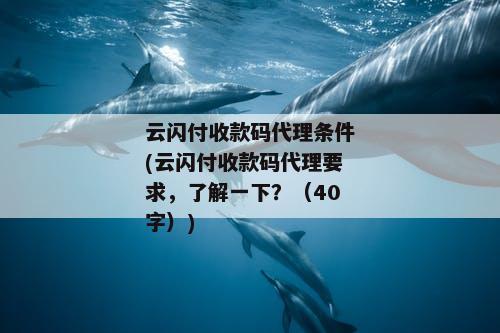 云闪付收款码代理条件(云闪付收款码代理要求，了解一下？（40字）)