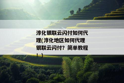 淳化银联云闪付如何代理(淳化地区如何代理银联云闪付？简单教程！)